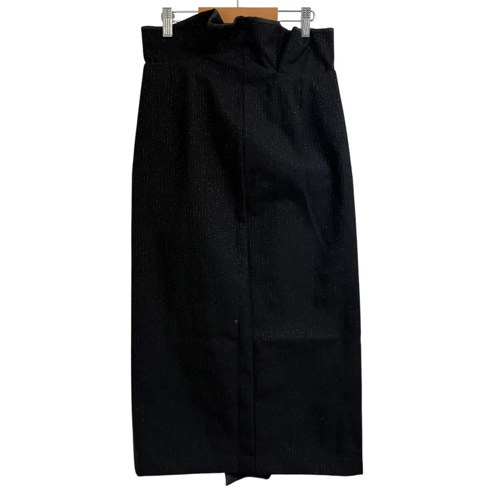 COMME des GARCONS コムデギャルソン ラメストライプ柄 ミモレ丈 タイトスカート S ブラック