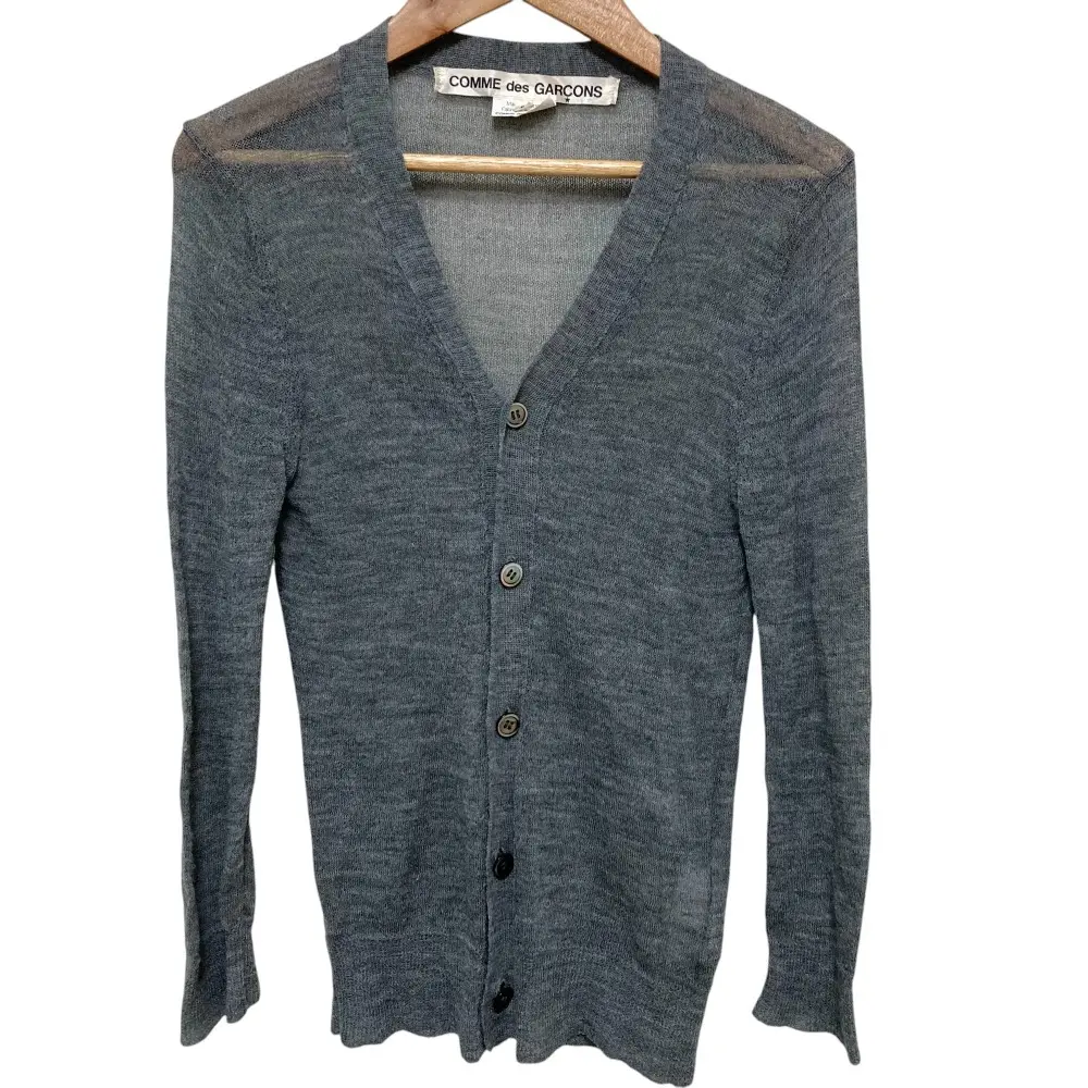 COMME des GARCONS コムデギャルソン Vネック シアーニットカーディガン S グレー
