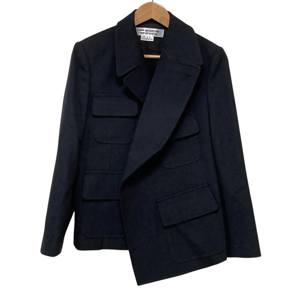 23AW COMME des GARCONS コムコム コムデギャルソン アシンメトリージャケット RL-J013 サイズS ブラックグレー