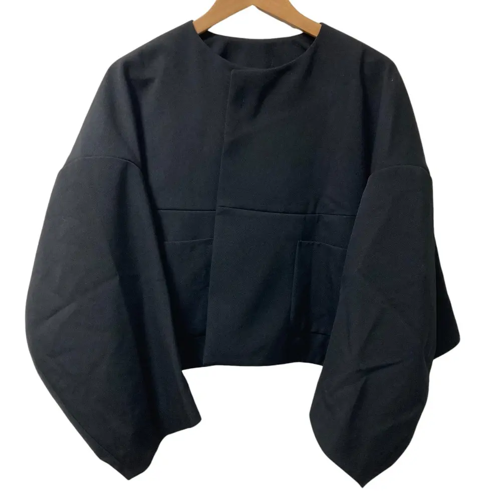 AD2023 COMME des GARCONS コムデギャルソン ウール ノーカラージャケット GM-J024 サイズS ブラック