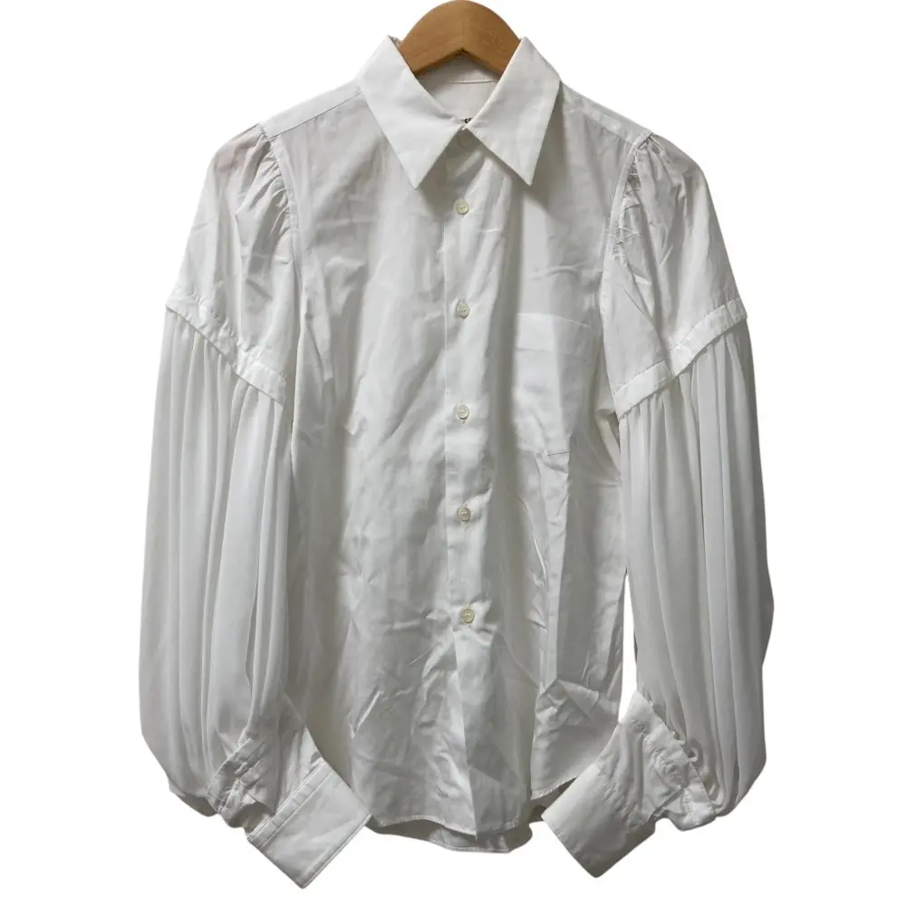 AD2021 COMME des GARCONS コムデギャルソン シアーロングスリーブ シャツ サイズS ホワイト