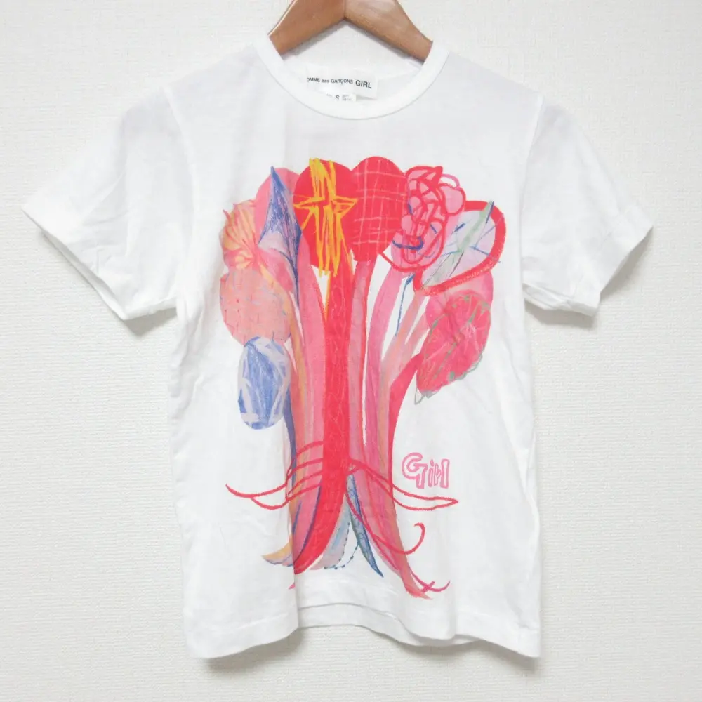 AD2025 COMME des GARCONS GIRL コムデギャルソンガール 吉野マオ 限定Tシャツ 花束 NP-T013 サイズS ホワイト