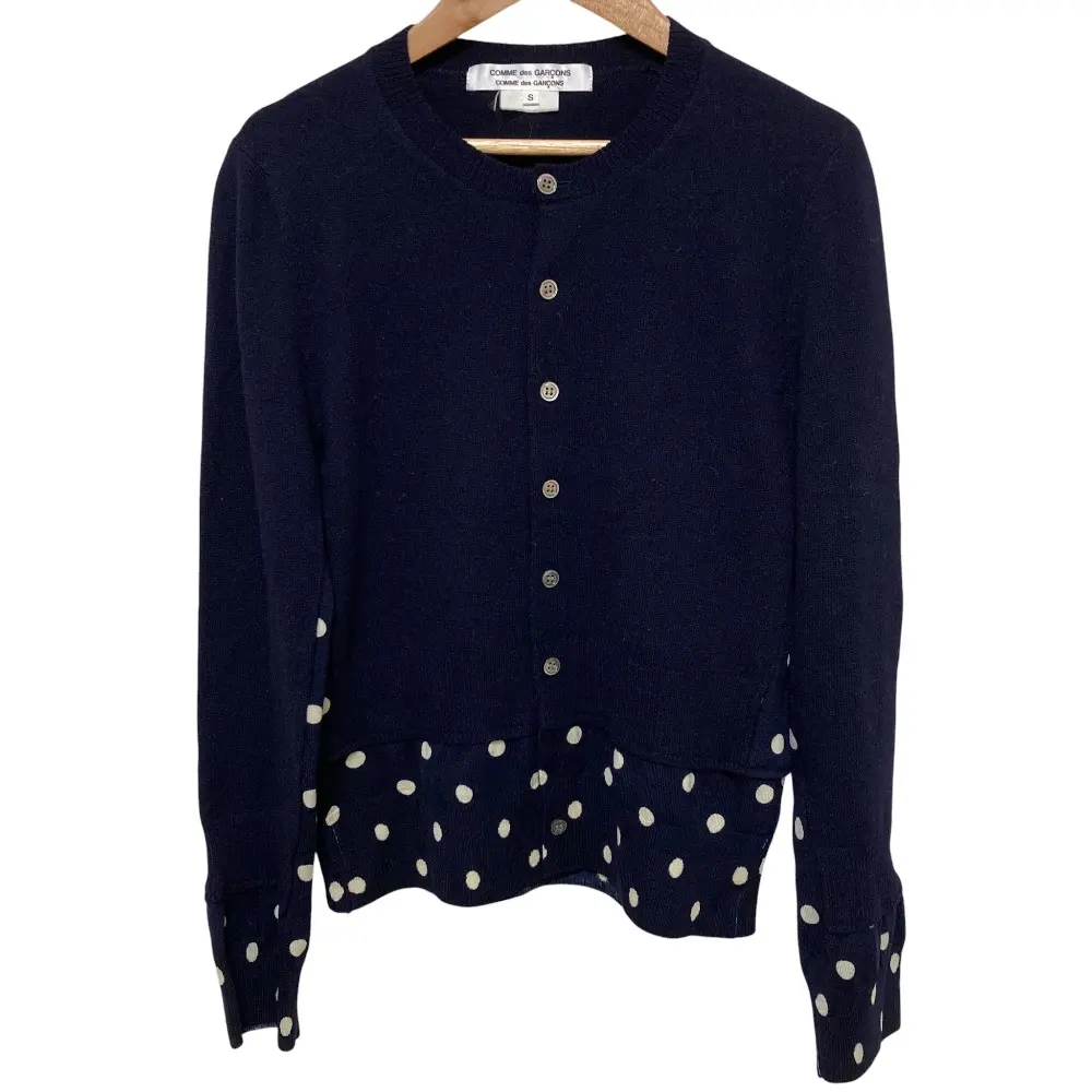 AD2009 COMME des GARCONS コムデギャルソン コムコム ドットレイヤード ニットカーディガン RD-N009 サイズS ネイビー