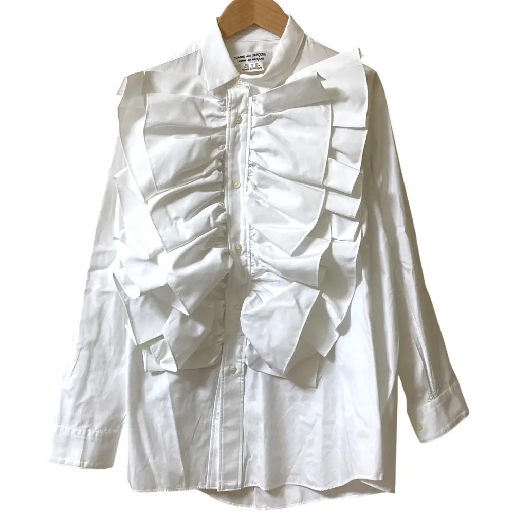 22AW COMME des GARCONS コムデギャルソン コムコム ラッフルシャツ ブラウス AD2022 RJ-B030 サイズS ホワイト