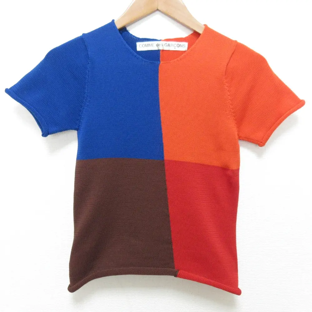 AD1995 COMME des GARCONS コムデギャルソン ブロックパターン ストレッチ ニット セーター マルチカラー