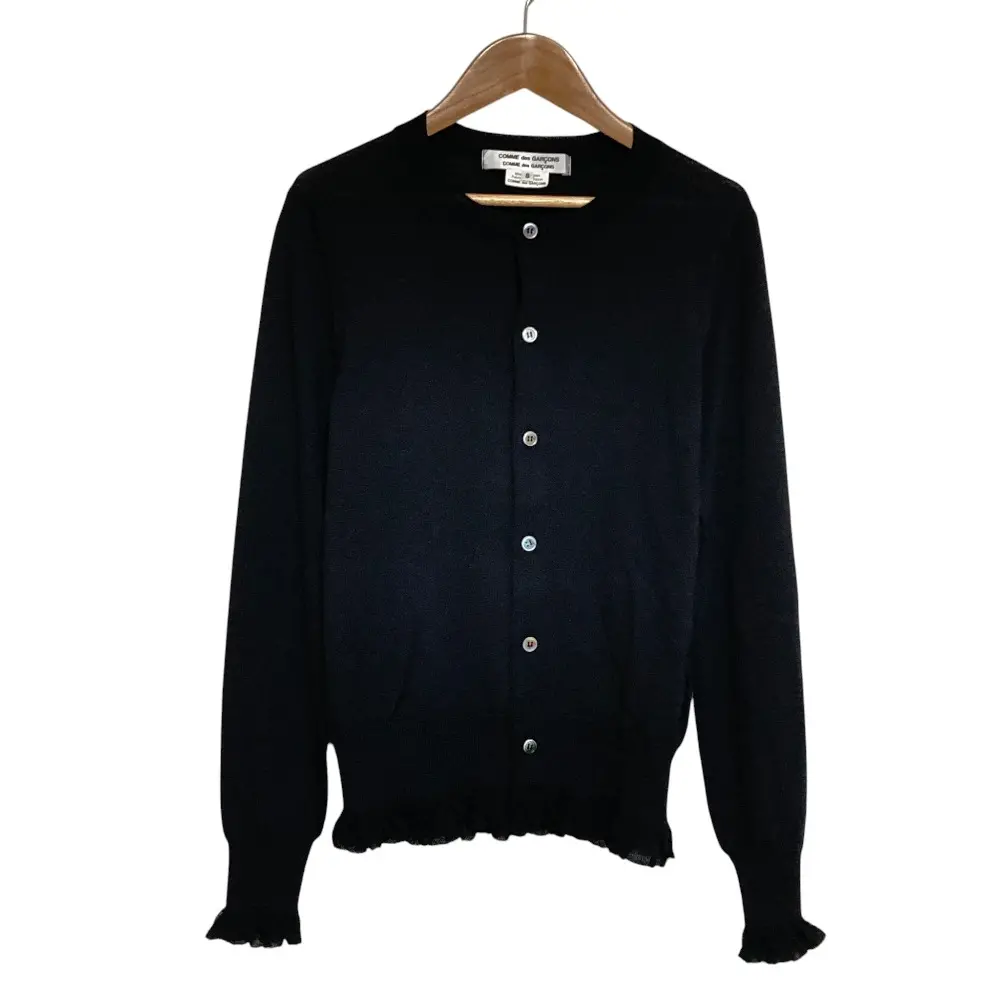 COMME desGARCONS コムコム コムデギャルソン Gauze Trim Cardigan ニットカーディガン AD2025 RP-N515 サイズS ブラックの買取実績【2026年2月買取】