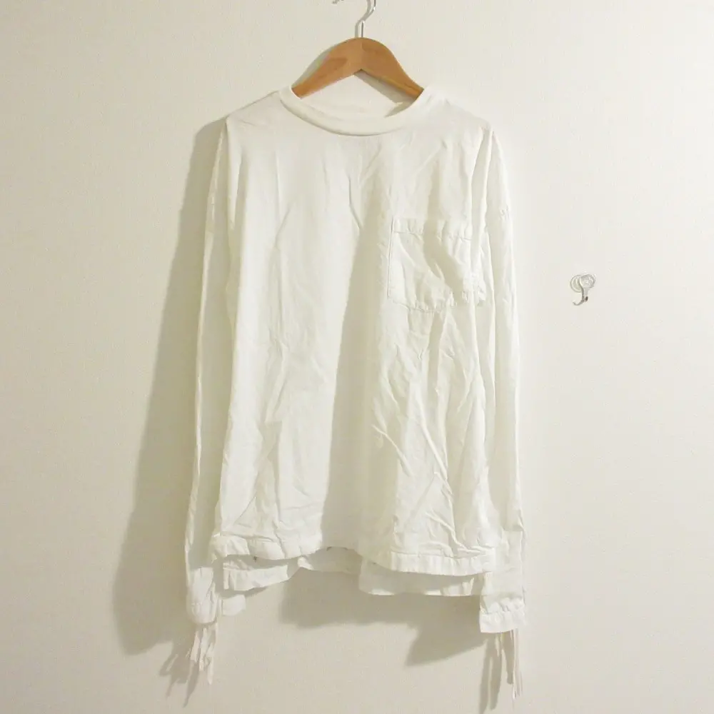 CONVERSE TOKYO×MINEDENIM コンバーストウキョウ マインデニム コラボ レースアップ 長袖 Tシャツ カットソー 3 ホワイト