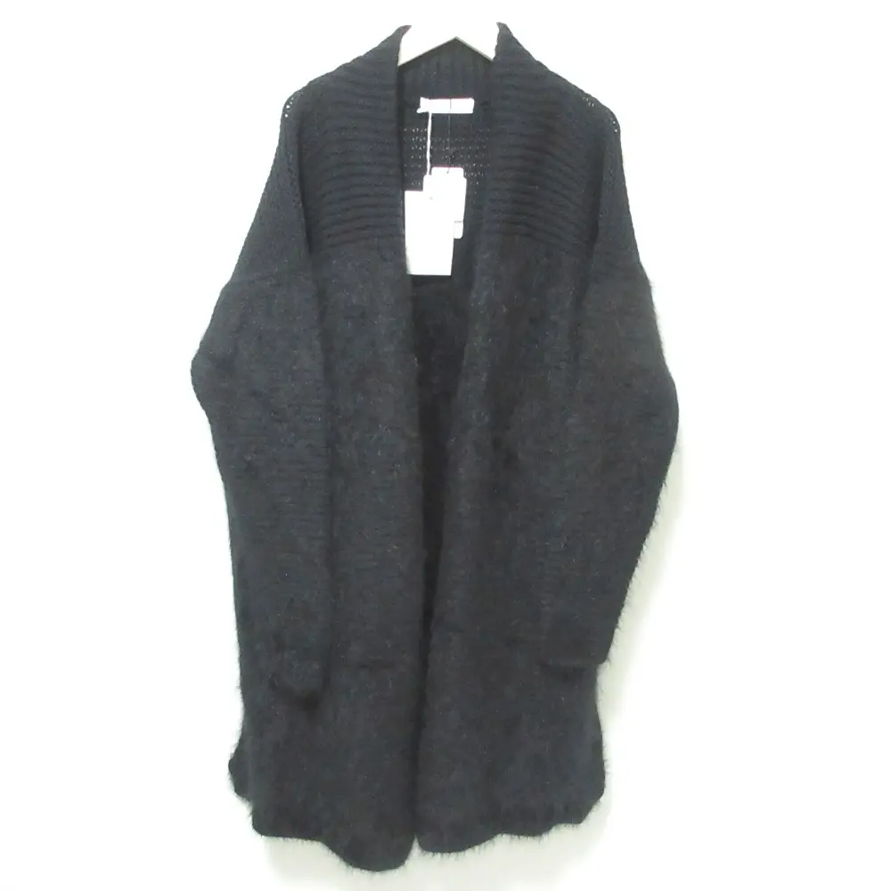 Cruciani クルチアーニ アンゴラ×カシミヤブレンド オープンフロント ニット ロングカーディガン 42 ブラック