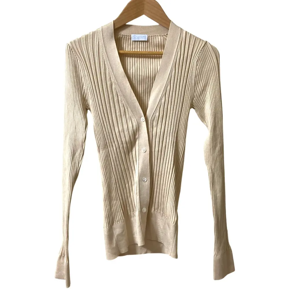 Cruciani クルチアーニ シルクリブニット Vネックカーディガン CDM9052 サイズ38 ベージュ