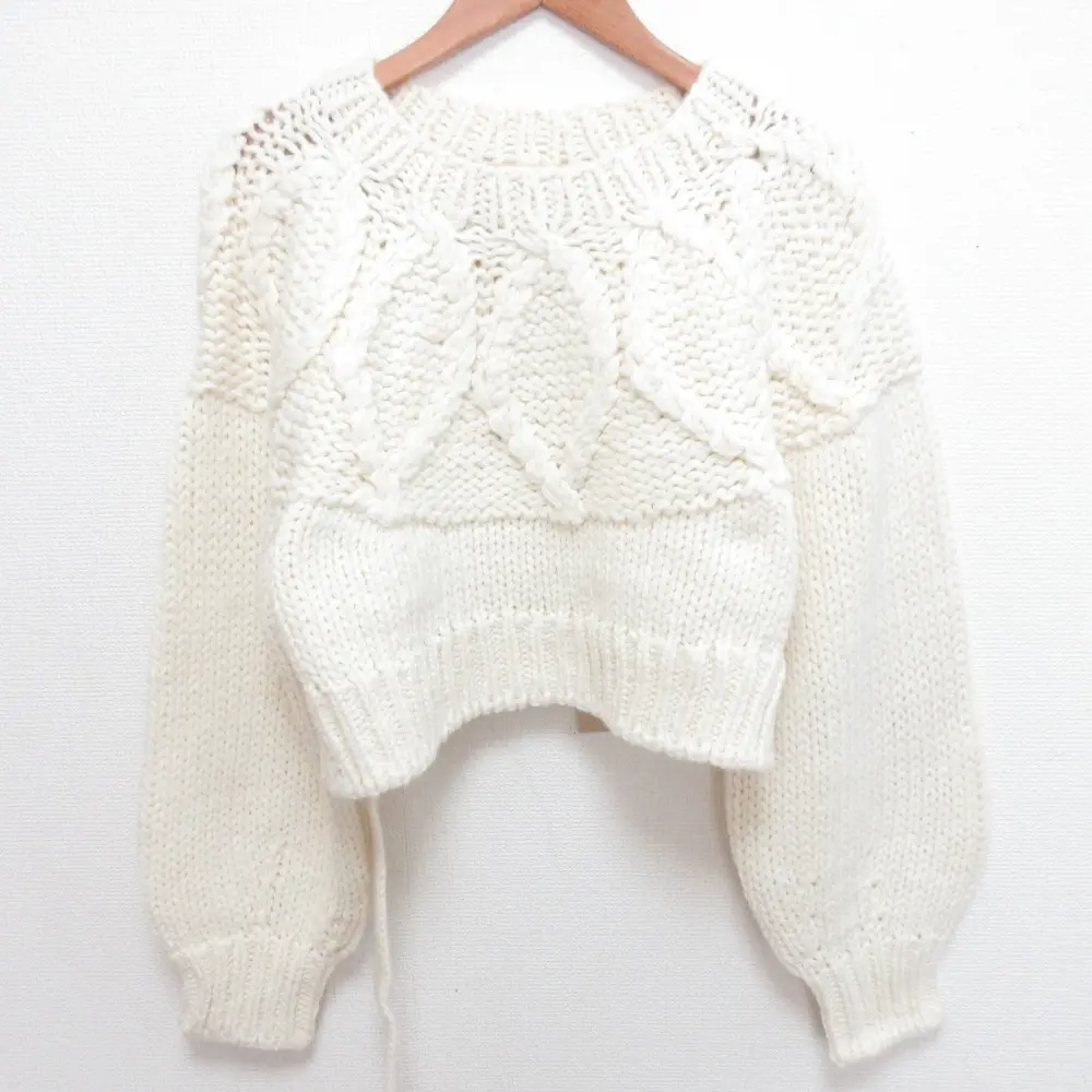 24AW Curensology カレンソロジー ケーブルベルテッドプルオーバー ニット セーター サイズF ホワイト