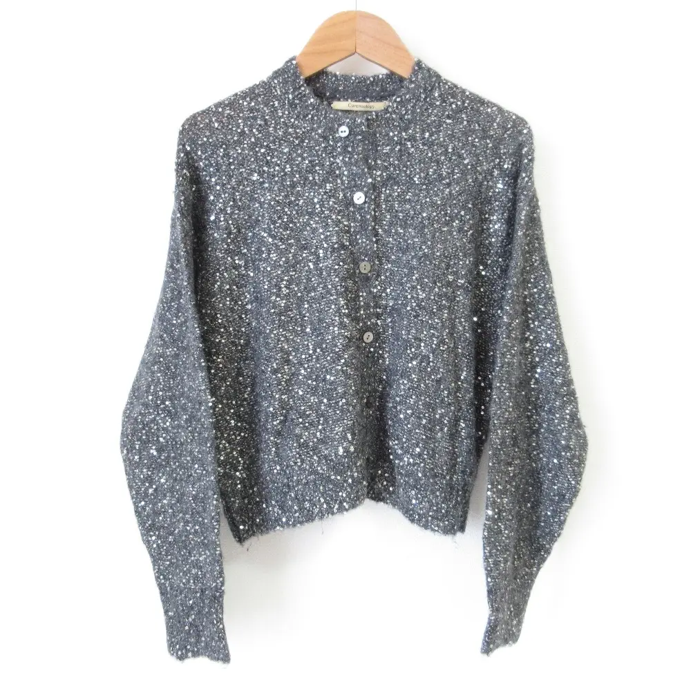 23AW Curensology カレンソロジー CLSEQKT スパンコール ショートカーディガン サイズF グレー