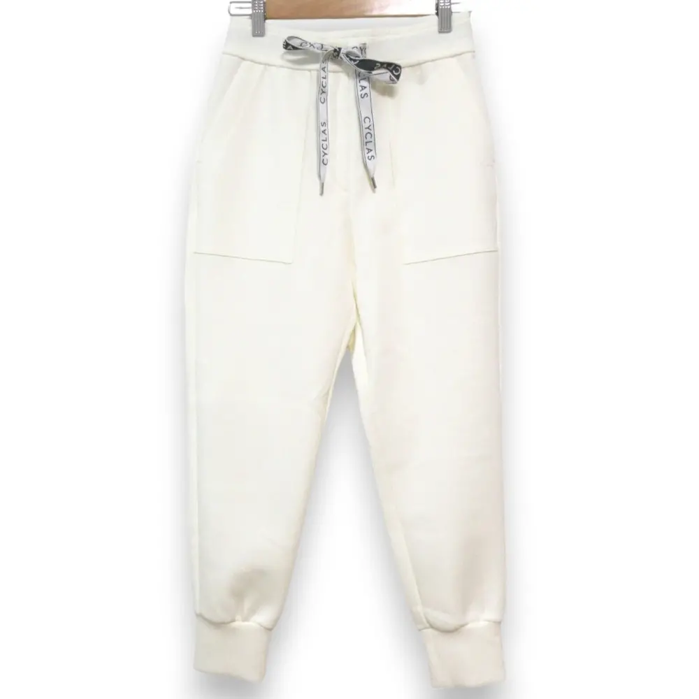 24SS CYCLAS シクラス ストレッチ ロゴリボン ボンディング ジャージー ジョガーパンツ サイズ34 オフホワイト