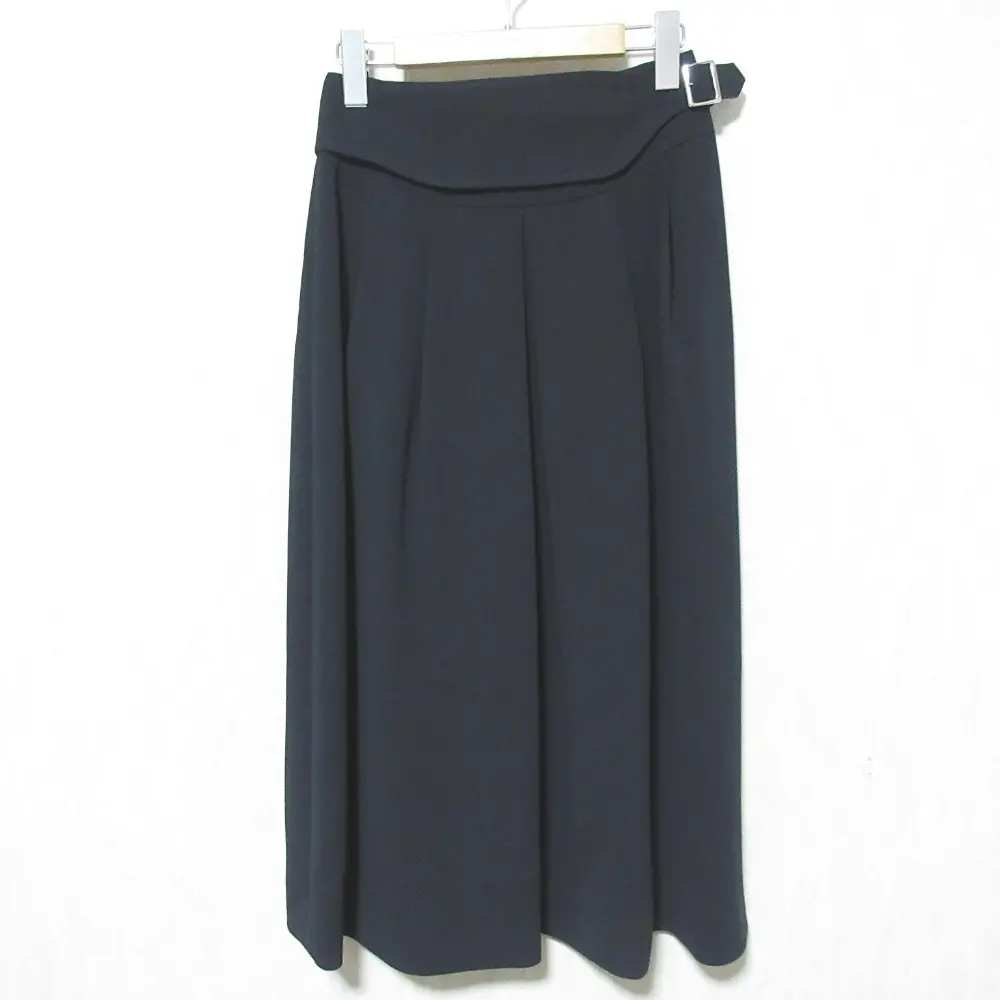 CYCLAS シクラス トリアセテート ウエストベルト ミモレ丈 スカート 1-05-02-2133 34 ネイビー