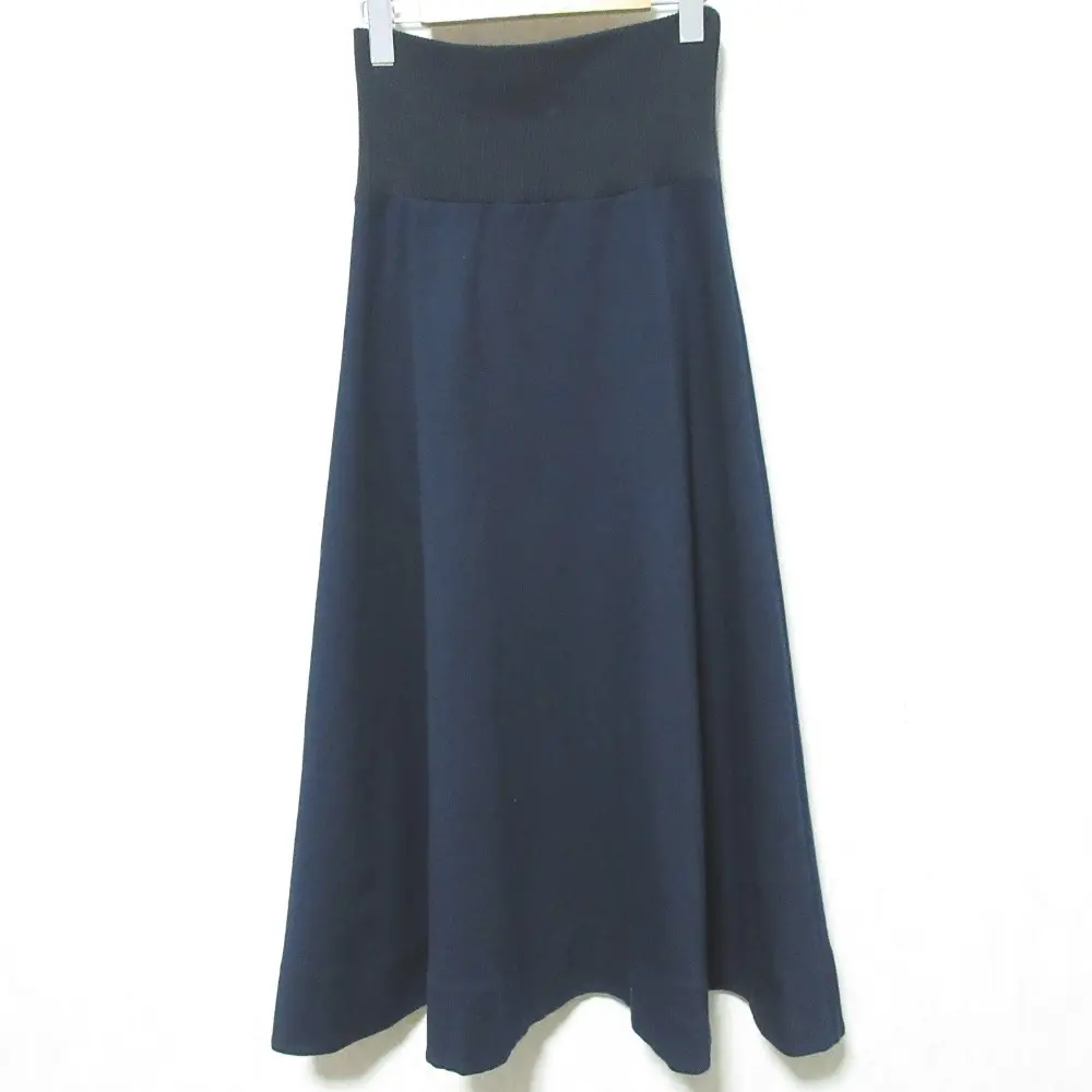 CYCLAS シクラス ハイウエスト イージー ロング フレア スウェットスカート 36 ネイビー