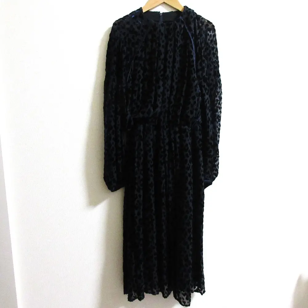 CYCLAS シクラス レオパード柄 シアー ロングワンピース 1-07-09-0035 サイズ36 ネイビー