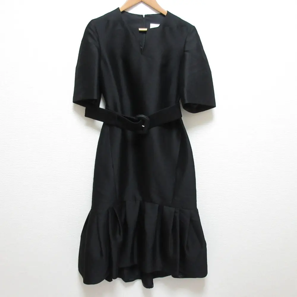 CYCLAS シクラス ペプラム ベルテッド ロングワンピース サイズ36 ブラック