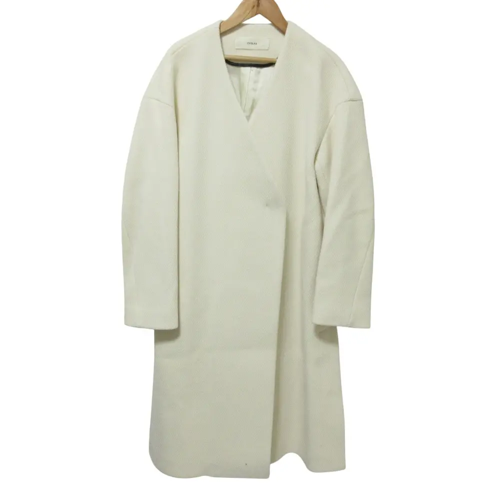 CYCLAS シクラス オーバーサイズ ノーカラーロングコート 34 アイボリー