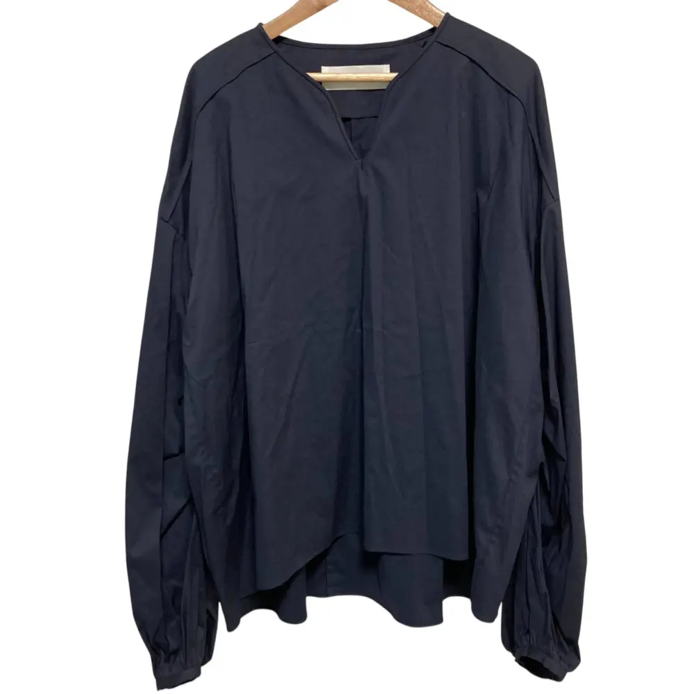 CYCLAS シクラス CTN VOILE JERSEY GATHERED TOP ブラウス サイズ36 ネイビー