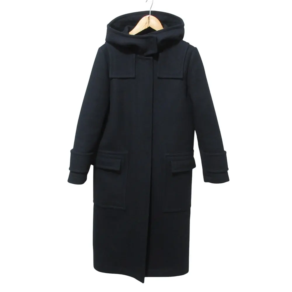 CYCLAS シクラス ウールメルトン フーデッドロングコート 1-06-06-2069 34 ネイビー