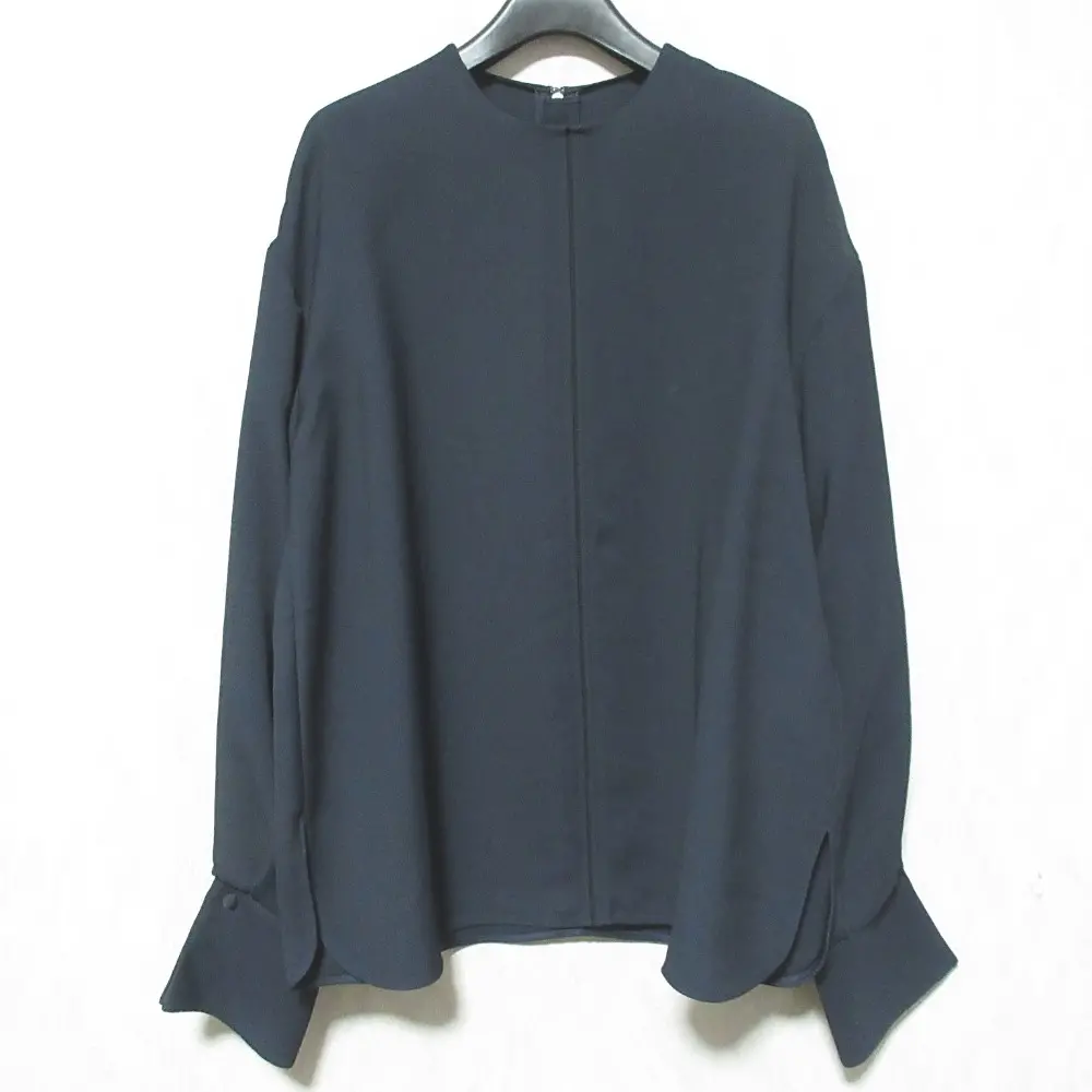 CYCLAS シクラス レーヨン ロングスリーブ ブラウス カットソー プルオーバー 36 ネイビー