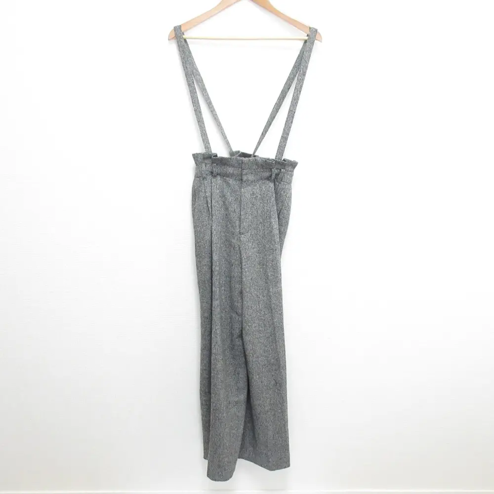 cygne シーニュ Juliette ウエストギャザー ストレッチ サスペンダー ワイドパンツ サイズ1 グレー