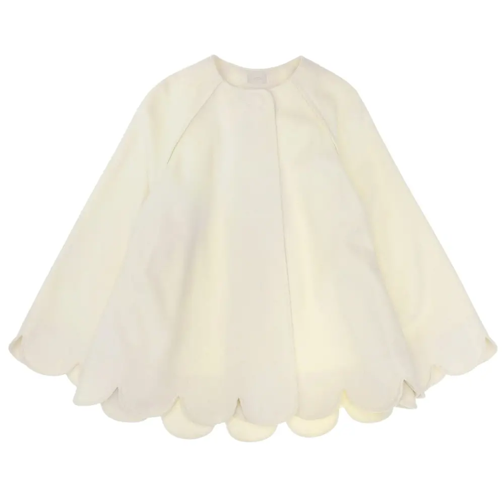 Cygne シーニュ sophie ウール スカラップケープ ノーカラージャケット サイズ0 アイボリー