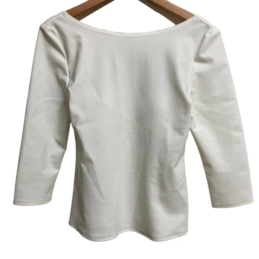 Cygne シーニュ バックコンシャスパワショルトップス 七分袖 プルオーバー ブラウス カットソー サイズ0 ホワイト