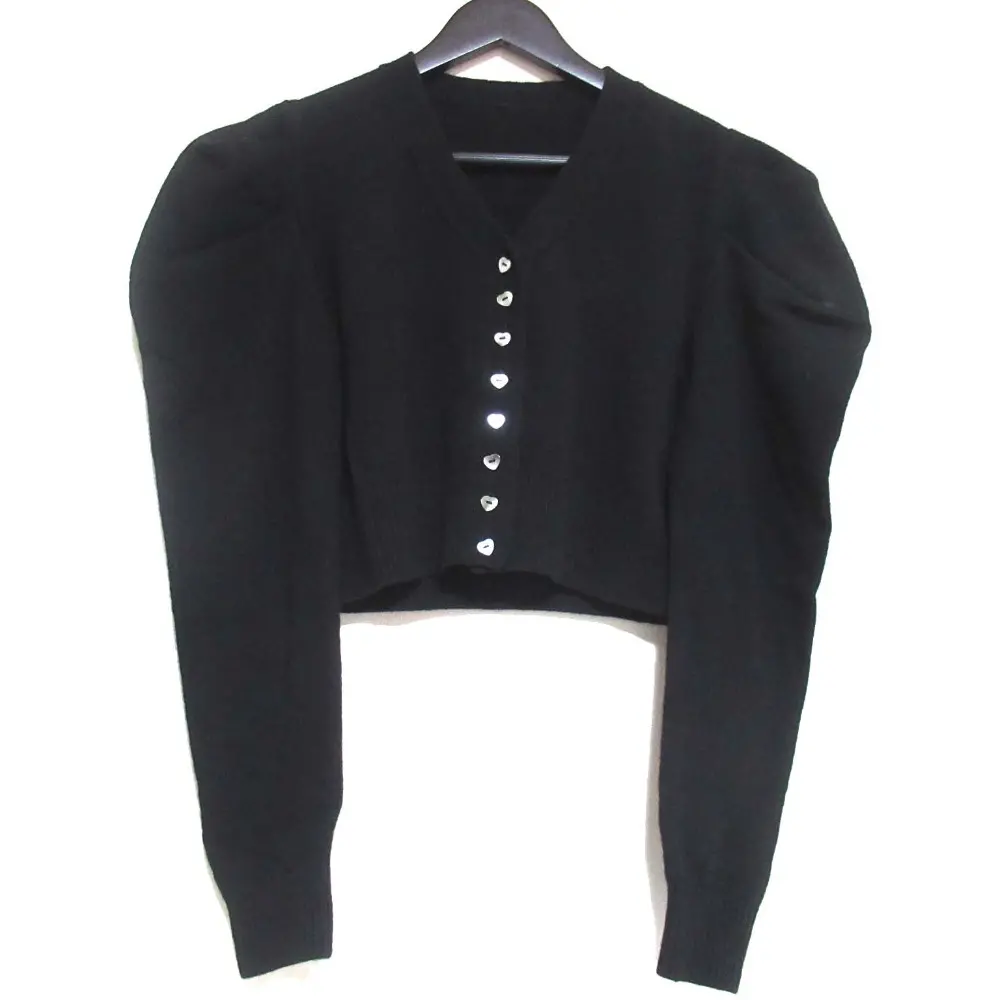 Cygne シーニュ Laure ウール 長袖 ハートボタン ニット カーディガン ブラック