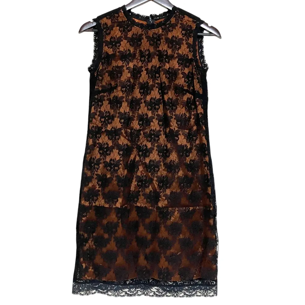 D&G ドルチェアンドガッバーナ ひざ上丈 フラワーレース ノースリーブ ドレス ワンピース サイズ38 ブラック