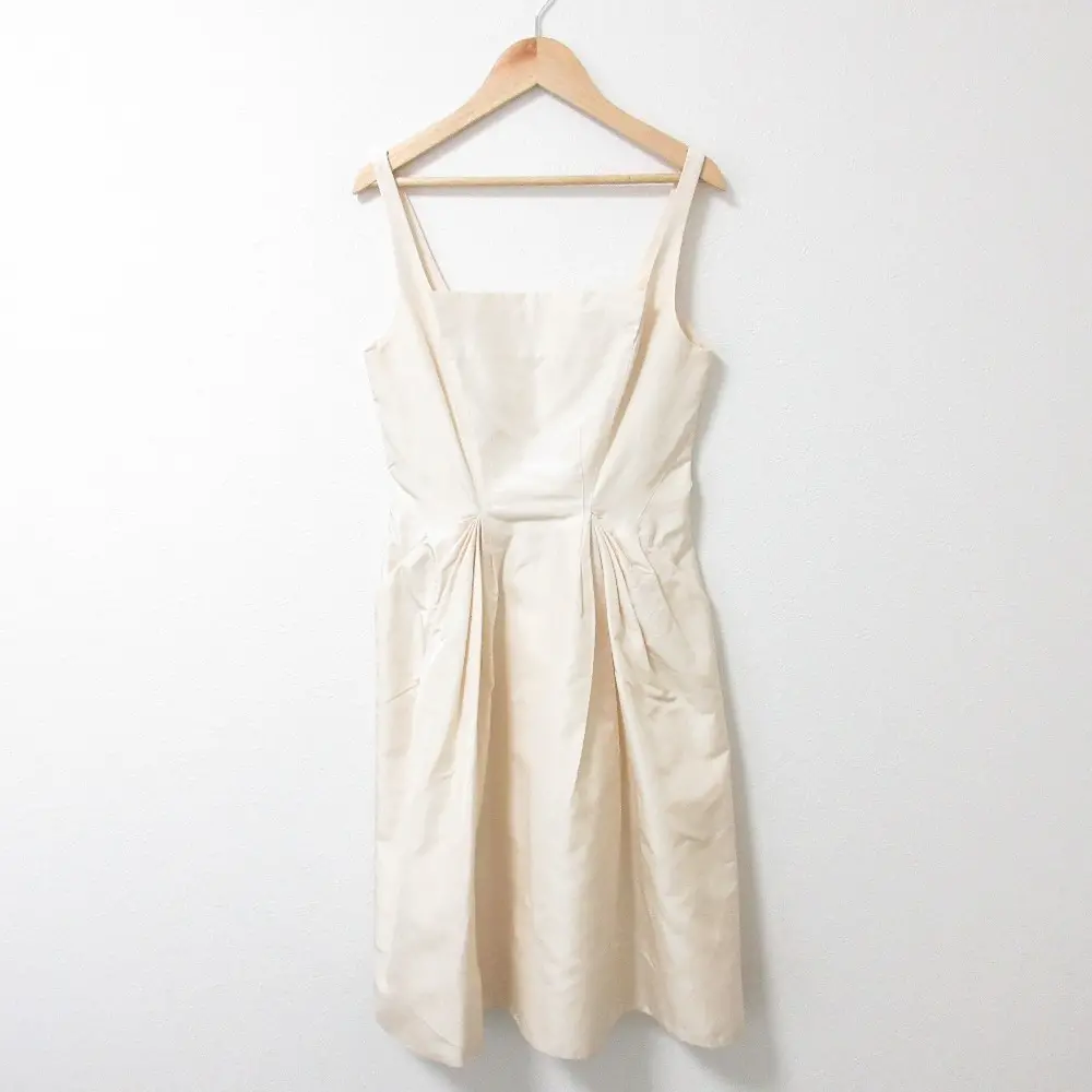 DAISY LIN For FOXEY デイジーリン フォクシー ワンピース レディシェイプ シルク100％ ノースリーブ フレアドレス 32794 38 ベージュ