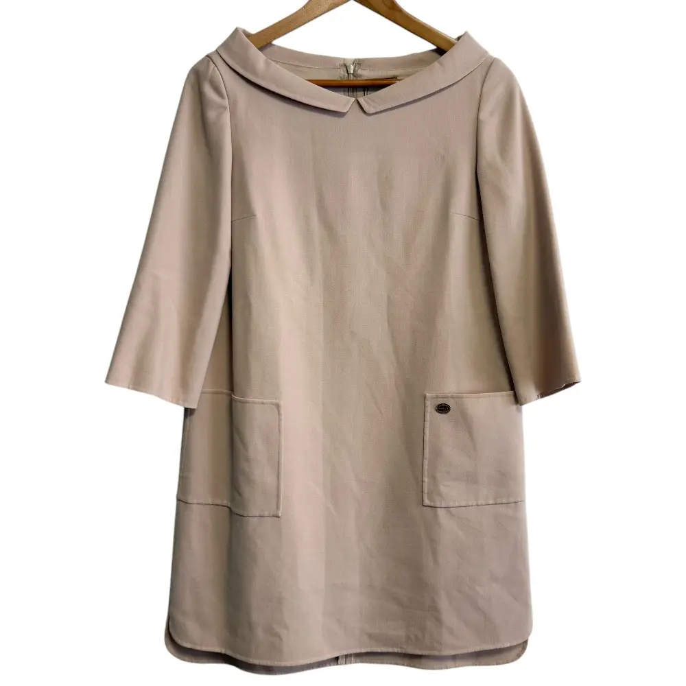 DAISY LIN For FOXEY デイジーリン フォー フォクシー ラ・セーヌ ストレッチ 七分袖 ひざ丈 ワンピース 32231 40 ピンクベージュ