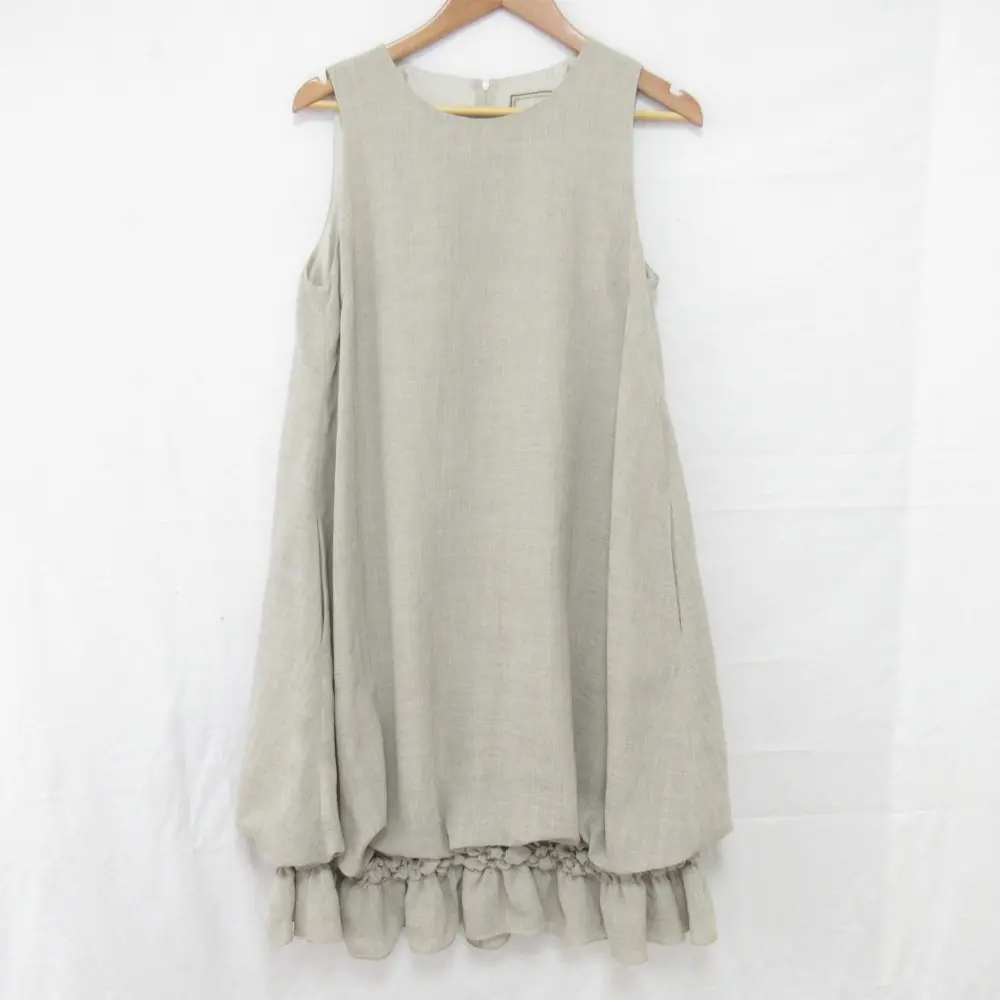 DAISY LIN for FOXEY デイジーリン フォクシー DAISY TRAVEL ノースリーブ ひざ丈 ワンピース ドレス 35124 サイズ42 ベージュ