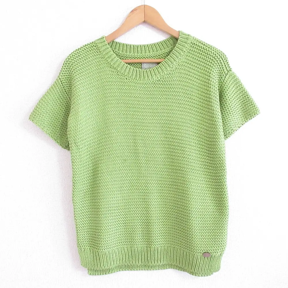 DAISY LIN for FOXEY デイジーリン フォクシー シルク100％ ショートスリーブ プルオーバー ニット セーター 31893 38 グリーン