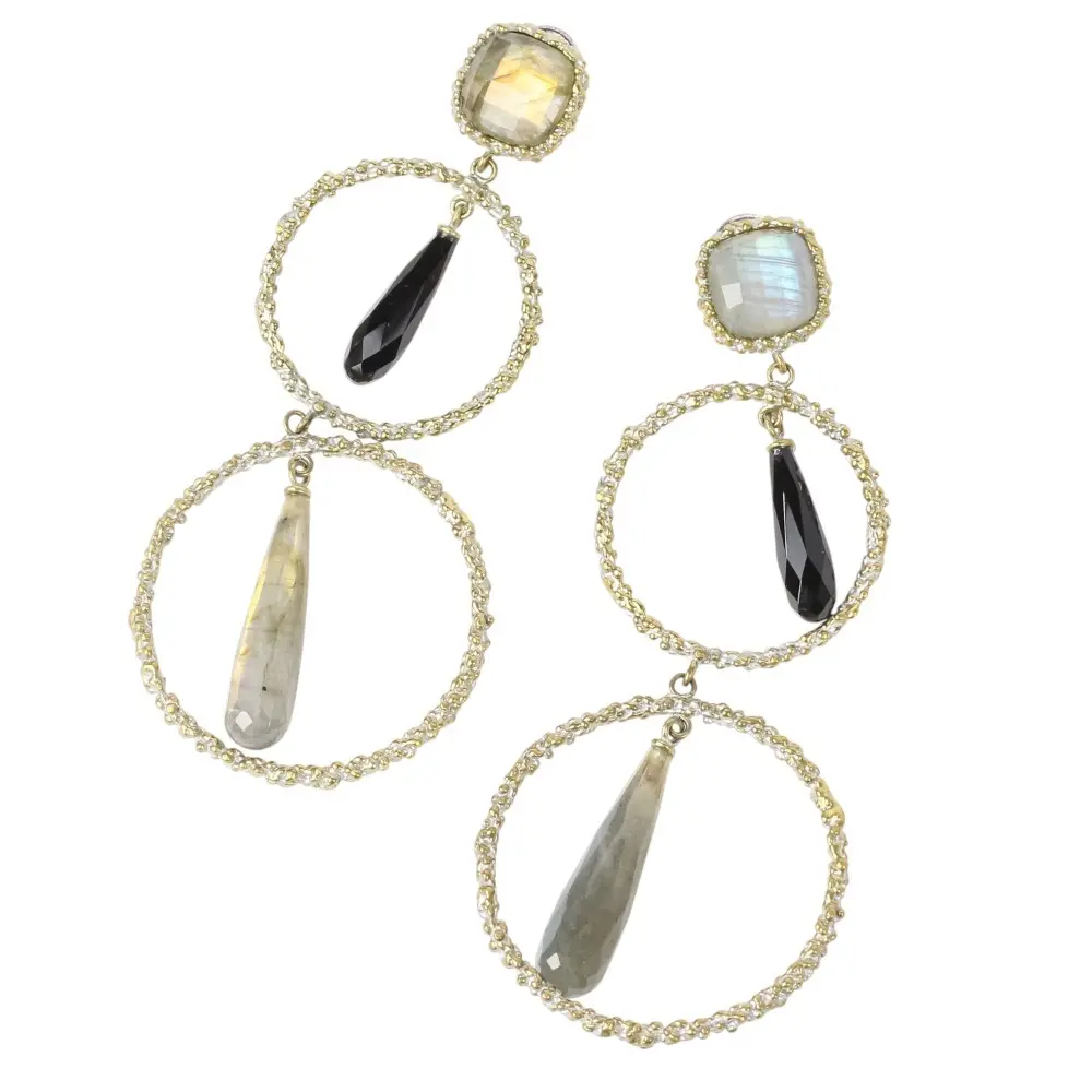 Daniela De Marchi ダニエラデマルキ アッシュペーフランス ラブラドライト オニキス ティアドロップ ピアス ゴールドカラーの買取実績【2025年2月買取】
