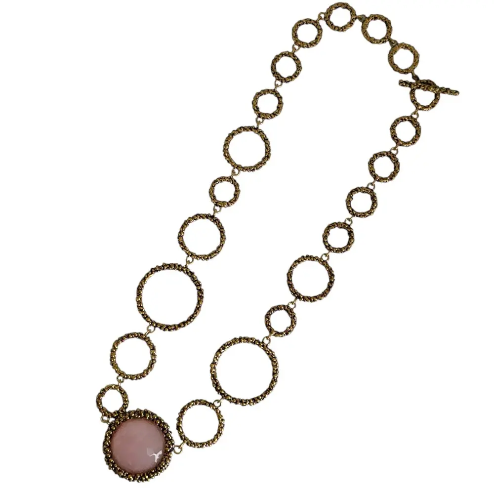 DANIELA DE MARCHI ダニエラデマルキ Contaminazioni Collection サークルモチーフ 天然石 ネックレス ゴールドカラー ピンク