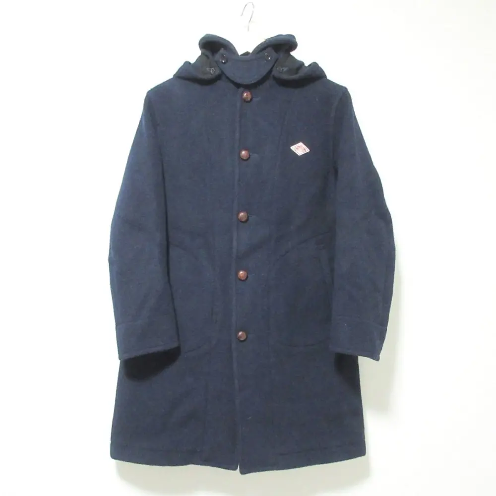 DANTON ダントン WOOL MOSSER フード付きロングコート JD-8457 38 ネイビー 074