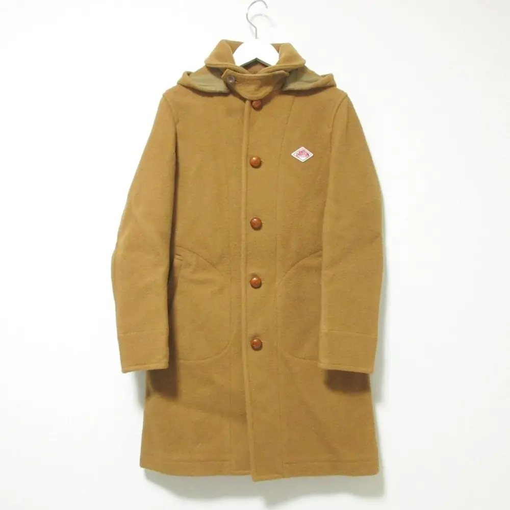 DANTON ダントン WOOL MOSSER ウールモッサ丸衿フードロングコート JD-8457 36 ブラウン