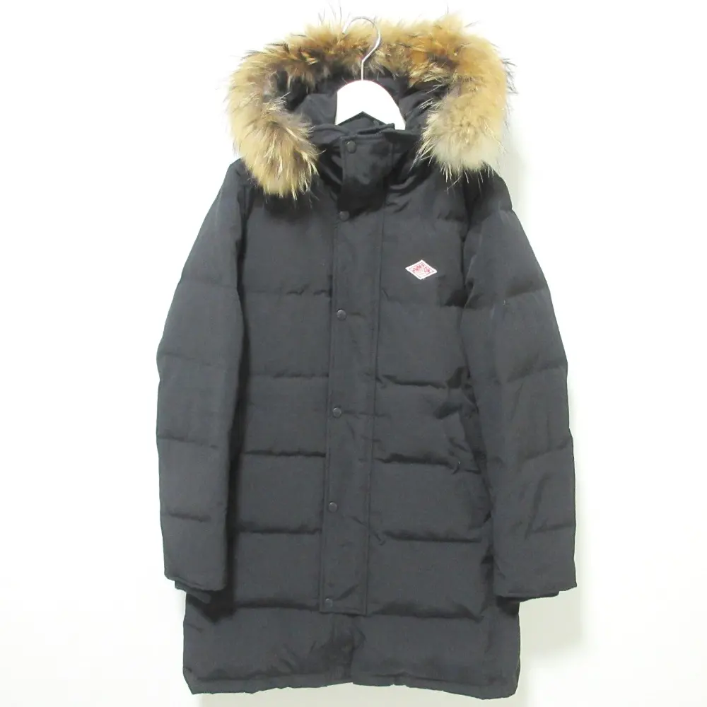 DANTON ダントン ラクーンファー ロングダウンジャケット ダウンコート 20A-FA-001 36 ブラック