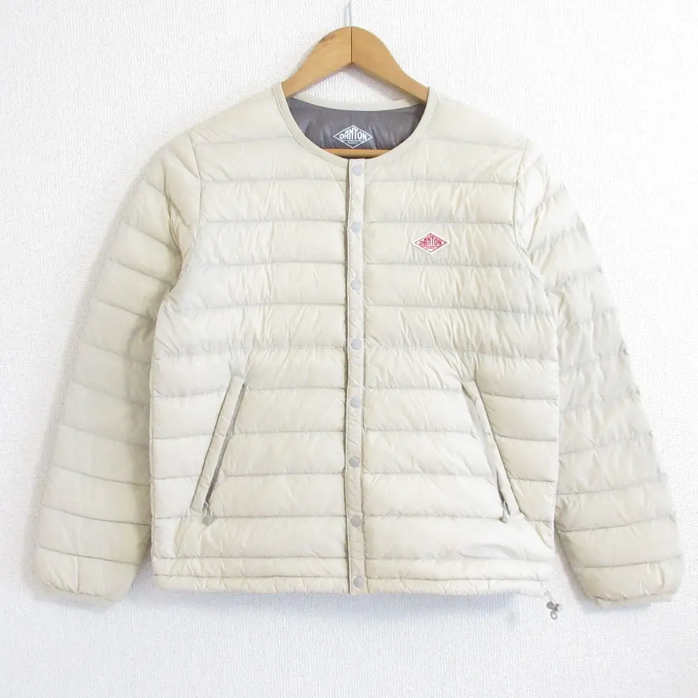 DANTON ダントン Crew Neck Inner Down Jacket ノーカラー ショート丈 インナーダウンジャケット JD-8748 36 ベージュ