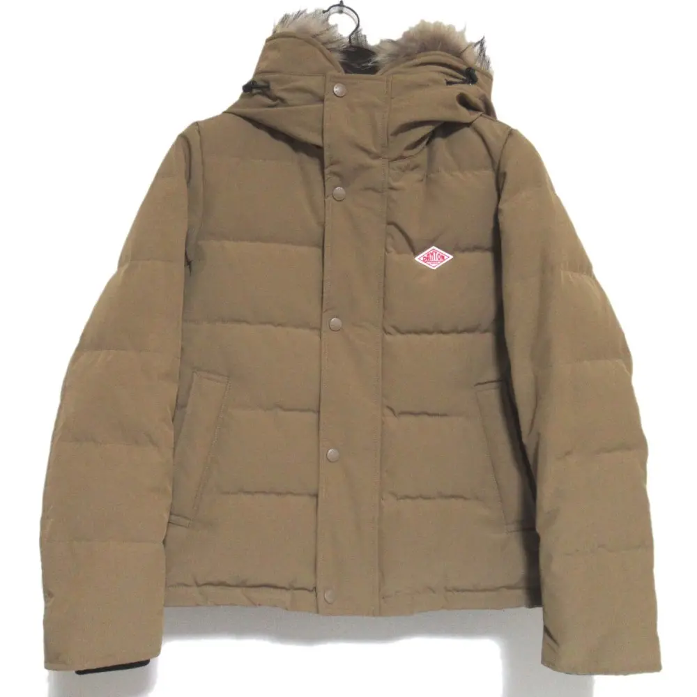 DANTON ダントン ラクーンファー フーディー ダウンジャケット JD-8931 サイズ36 キャメル ブラウン