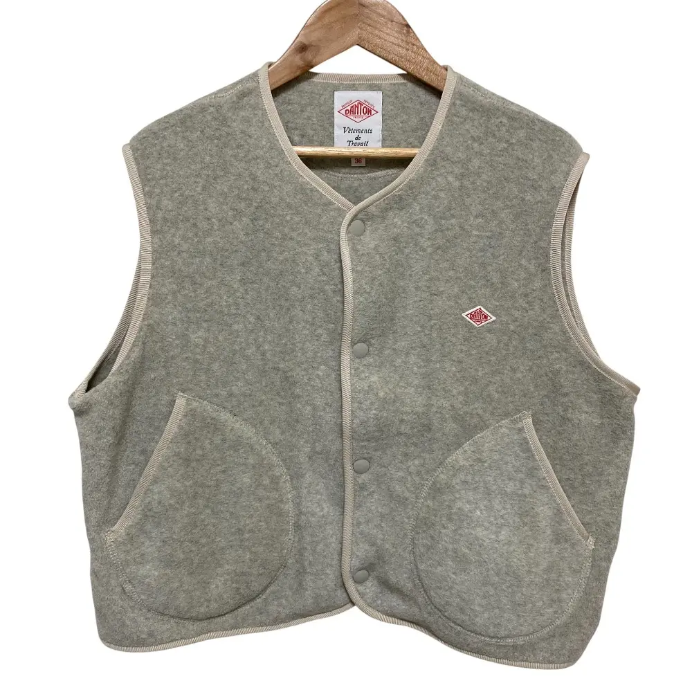 DANTON ダントン FLEECE COLLARLESS VEST フリースカラーレスベスト DT-A0521 サイズ36 グレー