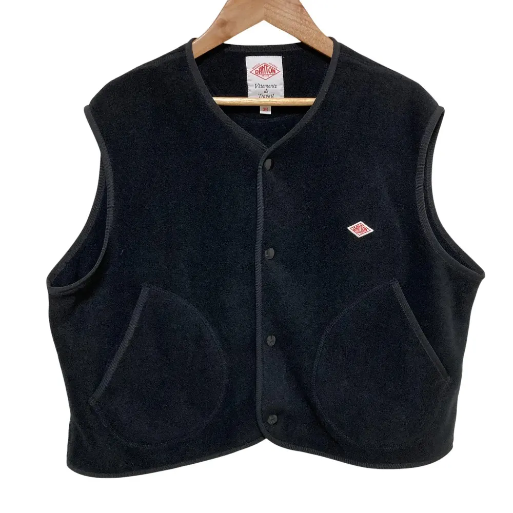 DANTON ダントン FLEECE COLLARLESS VEST フリースカラーレスベスト DT-A0521 サイズ36 ブラック
