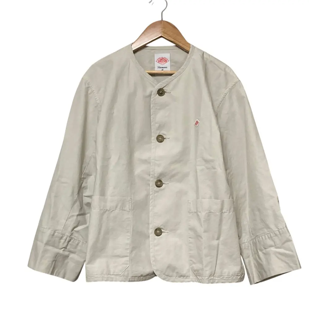 DANTON ダントン COLLARLESS SHORT JACKET カラーレスショートジャケット DT-A0473 サイズ34 グレージュ