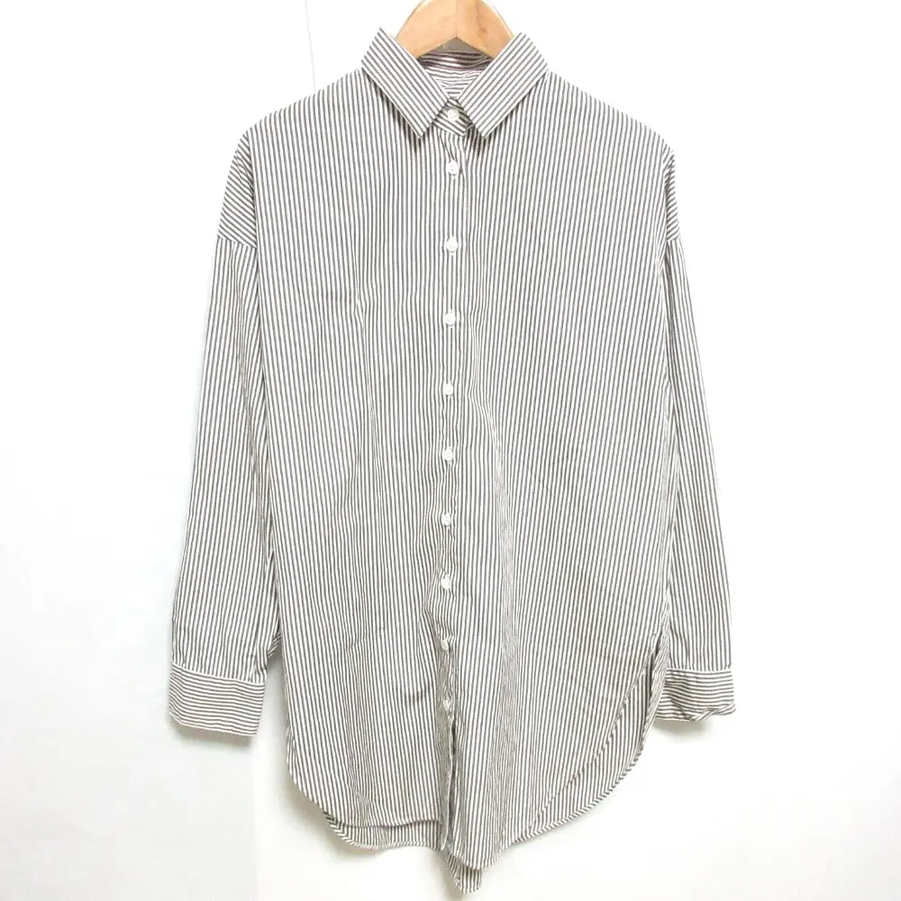 22AW Deuxieme Classe ドゥーズィエムクラス BF SHIRTS ストライプ柄 オーバーサイズシャツ ブラウス ブラウン×ホワイト