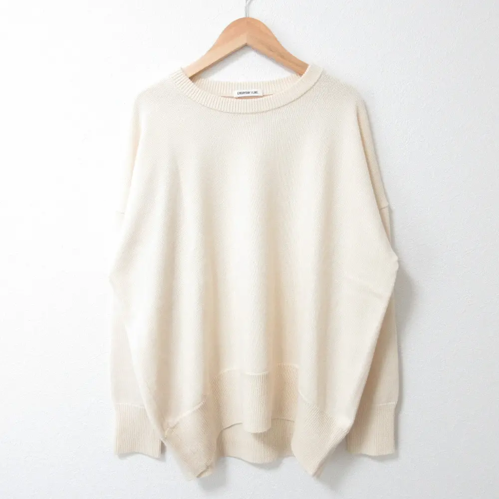 EVERYDAY I LIKE エブリデイアイライク ドゥーズィエムクラス オーバーサイズ クルーネック ベーシックニット セーター アイボリー