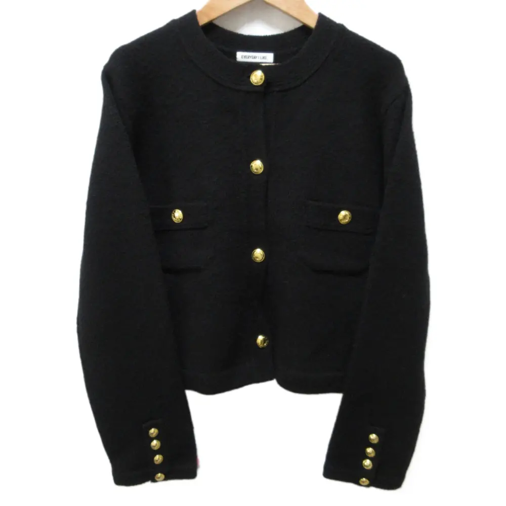 22AW EVERYDAY I LIKE.エブリデイアイライク ドゥーズィエムクラス Cashmere ブレザー 金ボタン ニットジャケット ブラック