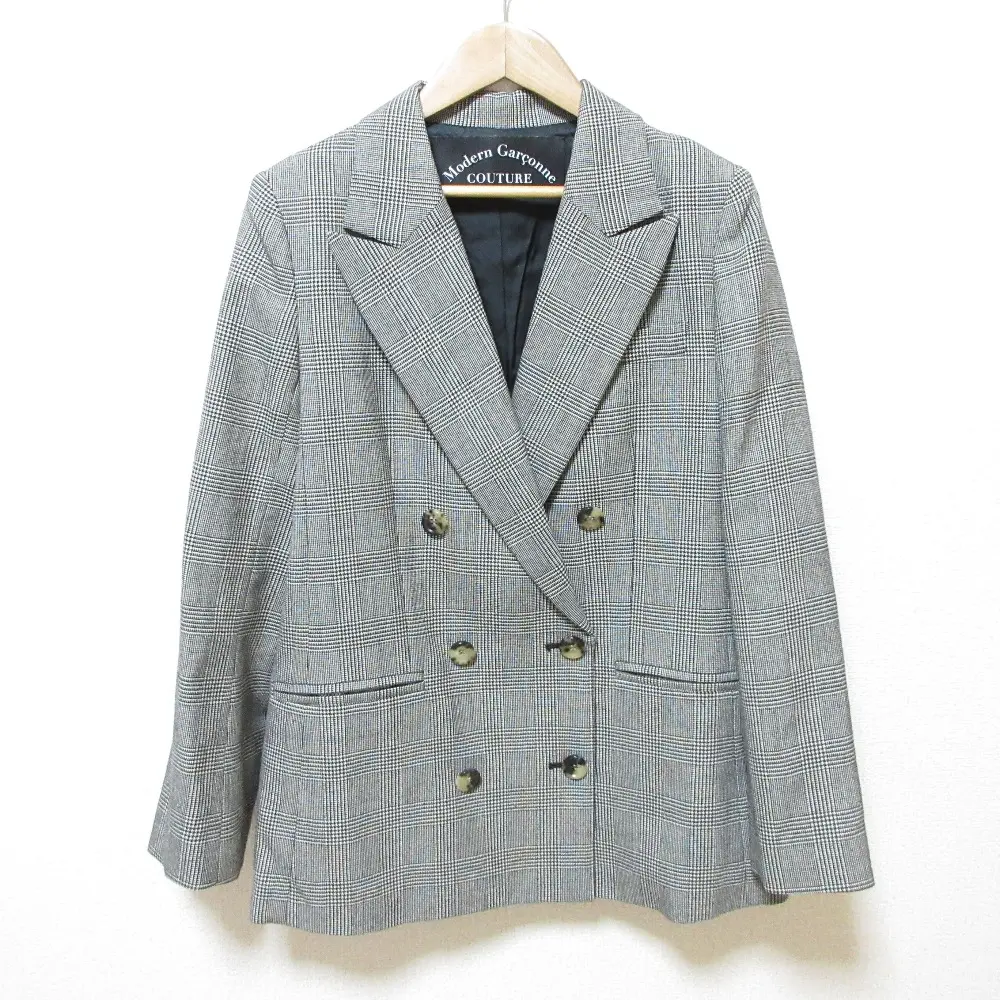 EVERYDAY I LIKE. エブリデイアイライク ドゥーズィエムクラス グレンチェック柄 ダブルジャケット グレー×ブラック