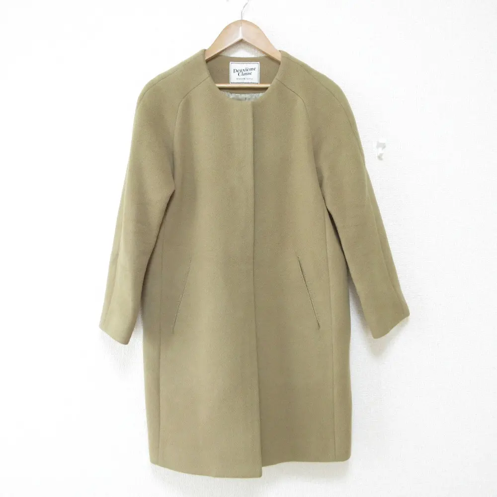Deuxieme Classe ドゥーズィエムクラス ノーカラーコート 36 キャメル