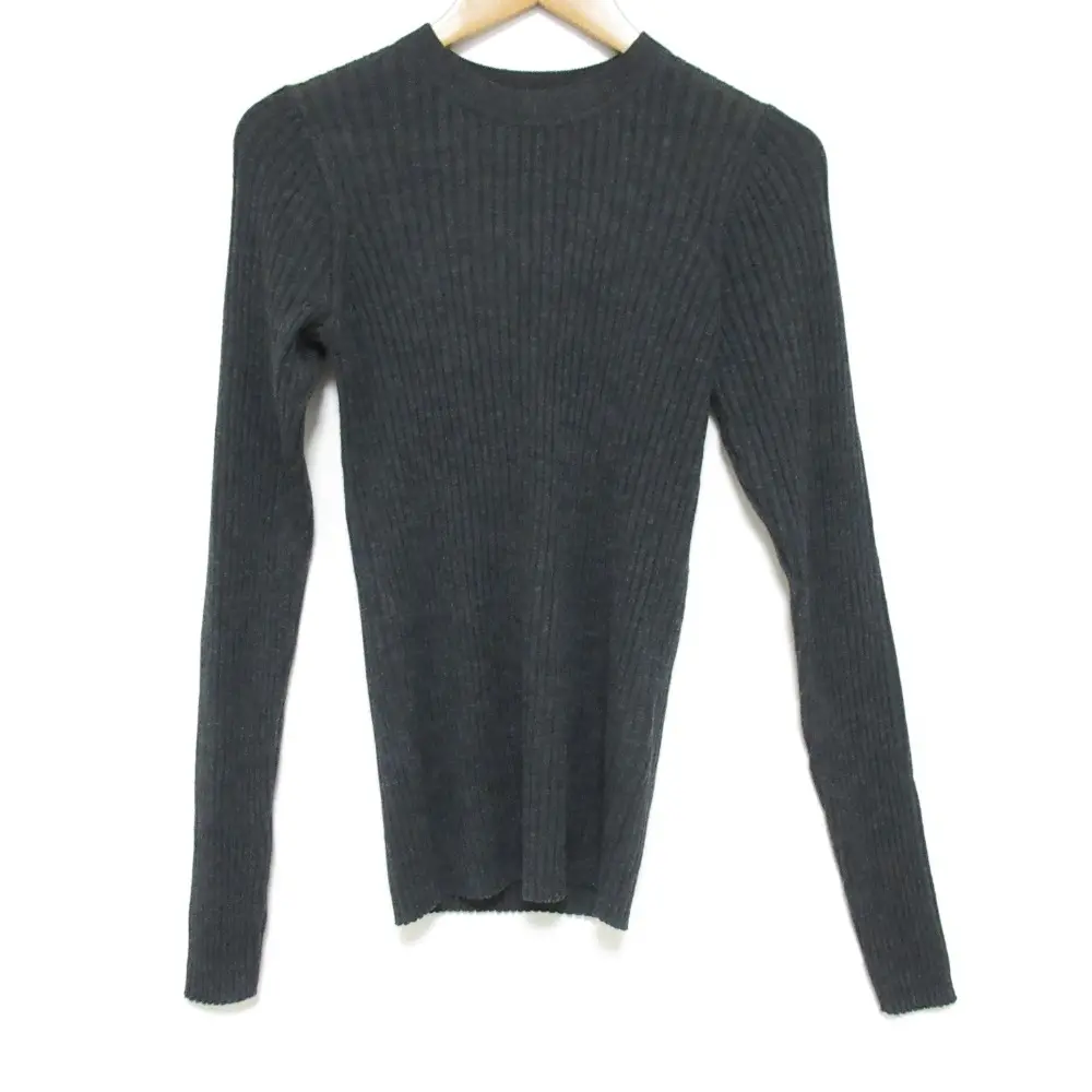 24AW Deuxieme Classe ドゥーズィエムクラス WIDE RIB CREW NECK KNIT 長袖 ワイドリブ ニットカットソー チャコールグレー