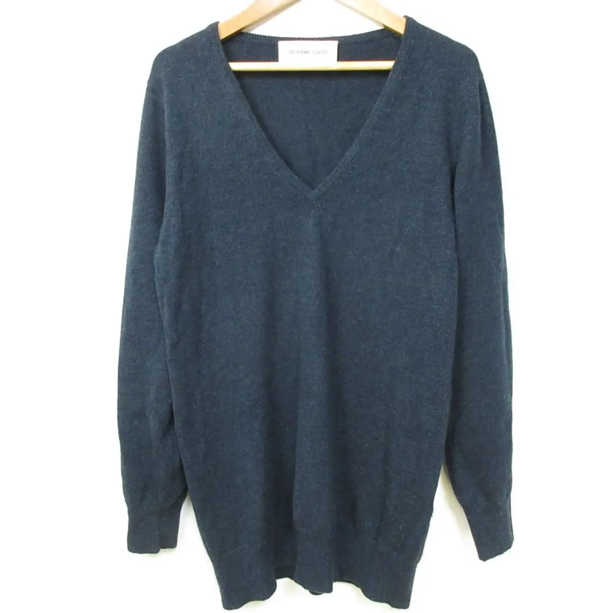 DEUXIEME CLASSE ドゥーズィエムクラス カシミヤ100％ 12G 長袖 Vネック ニットカットソー セーター F ネイビー